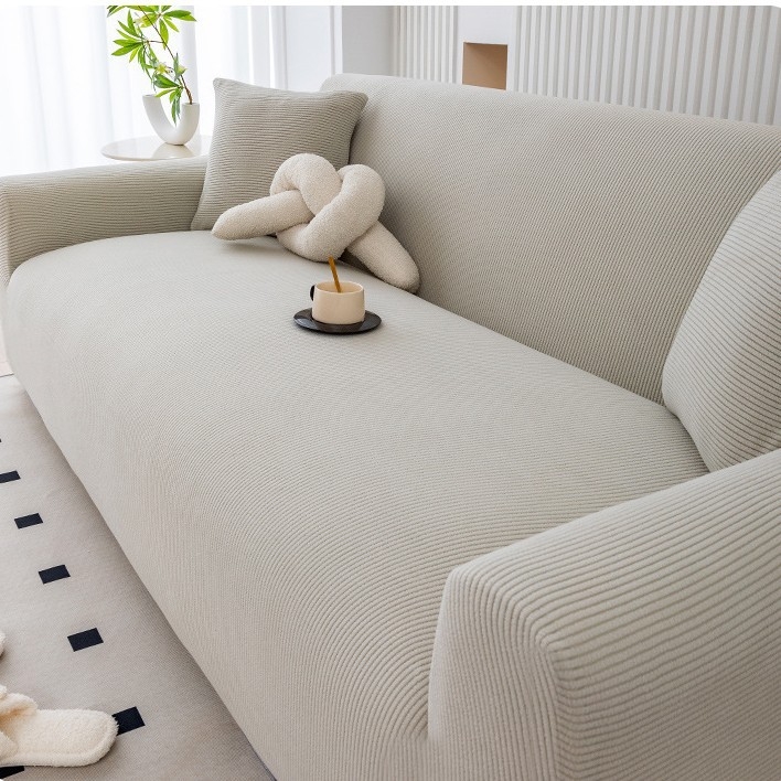 Corduroy navlaka za kauč, prugasti uzorak, poliester, za kutnu garnituru, moderni minimalistički stil