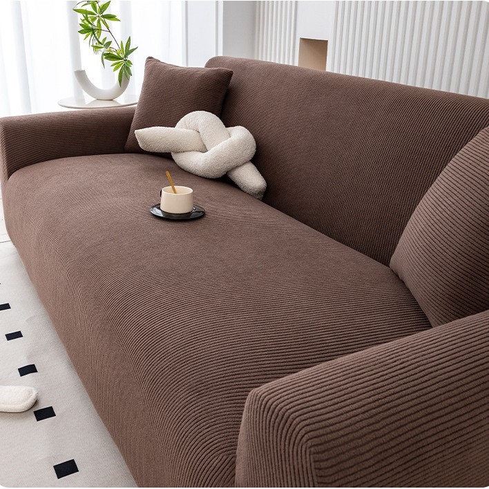 Corduroy navlaka za kauč, prugasti uzorak, poliester, za kutnu garnituru, moderni minimalistički stil