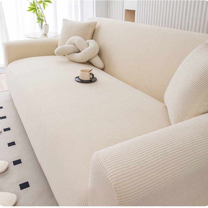 Corduroy navlaka za kauč, prugasti uzorak, poliester, za kutnu garnituru, moderni minimalistički stil