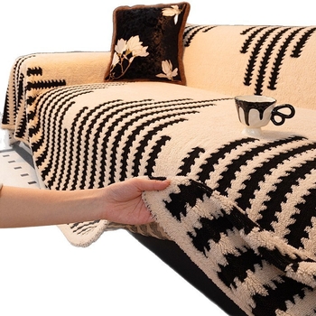 Navlaka za kutnu garnituru — Shu cotton velvet, prugasti uzorak, minimalistički moderni stil