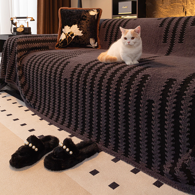 Navlaka za kutnu garnituru — Shu cotton velvet, prugasti uzorak, minimalistički moderni stil