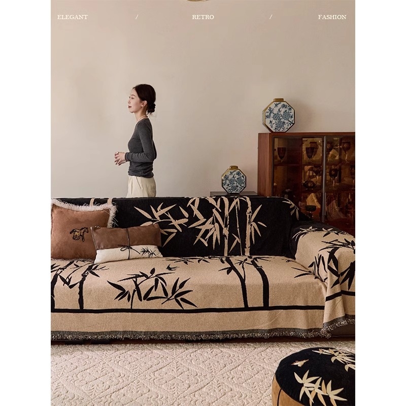 Chenille navlaka za kauč, za sve sezone, potpuno prekrivanje, kineski stil, uzorak biljaka i cvijeća, debela