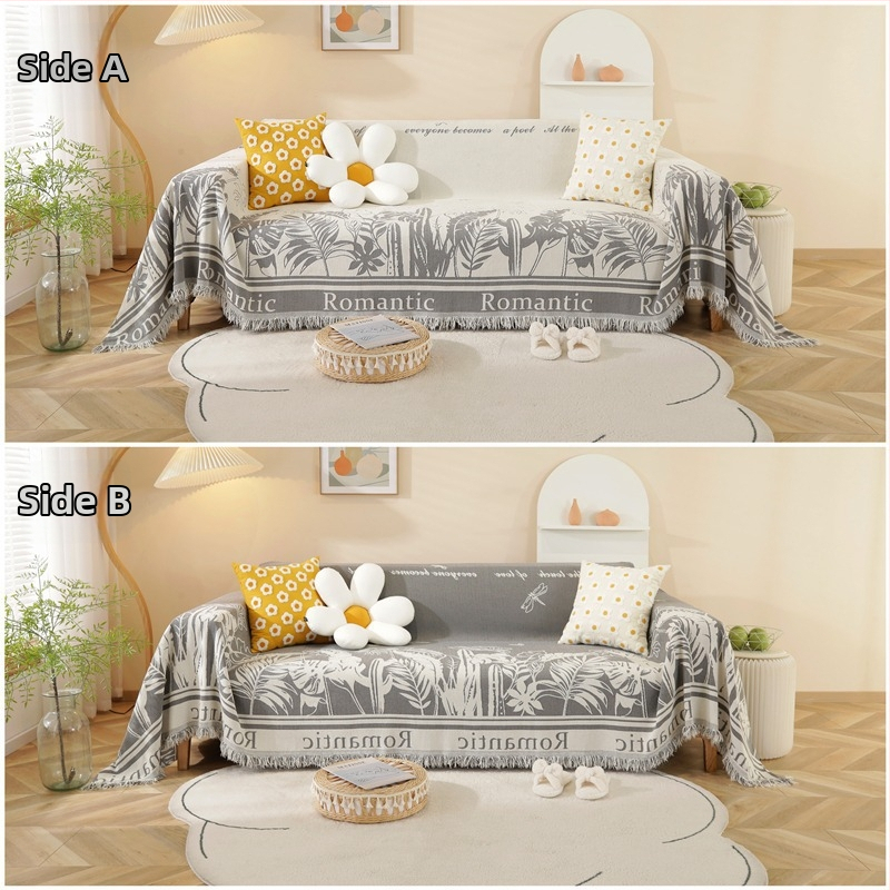 Navlaka za kauč Chenille, moderan minimalistički stil, motivi snježnih pahulja i biljaka, universalno za sve sezone, potpuno prekrivanje