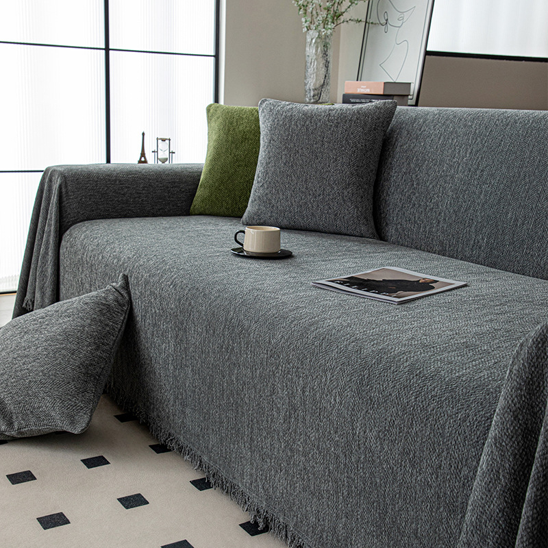 Husă de canapea Chenille, model uni, pentru canapea sectional, stil minimalist, brand Nantong Nitros