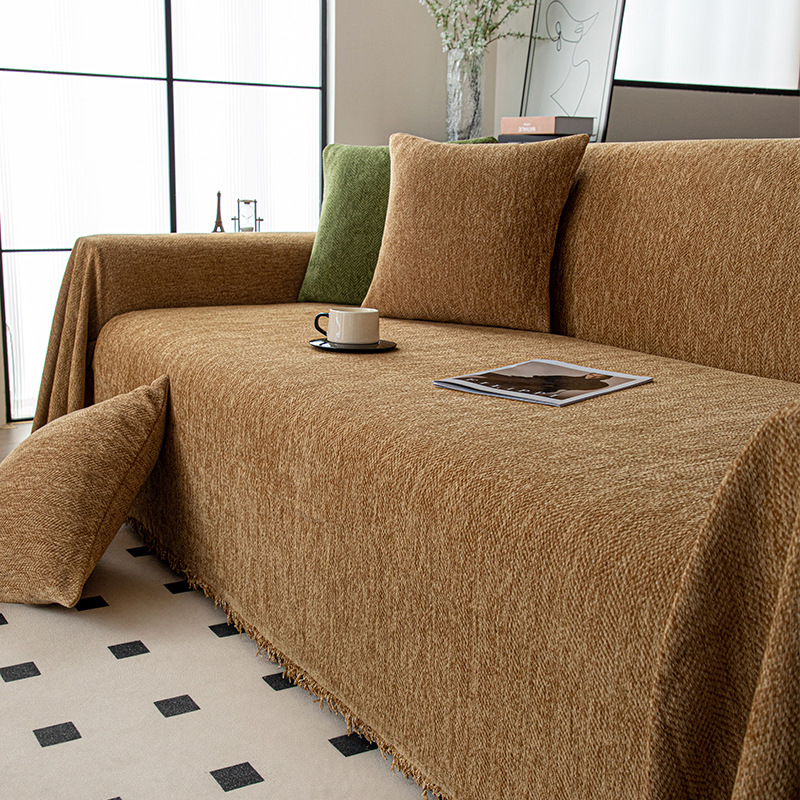 Husă de canapea Chenille, model uni, pentru canapea sectional, stil minimalist, brand Nantong Nitros