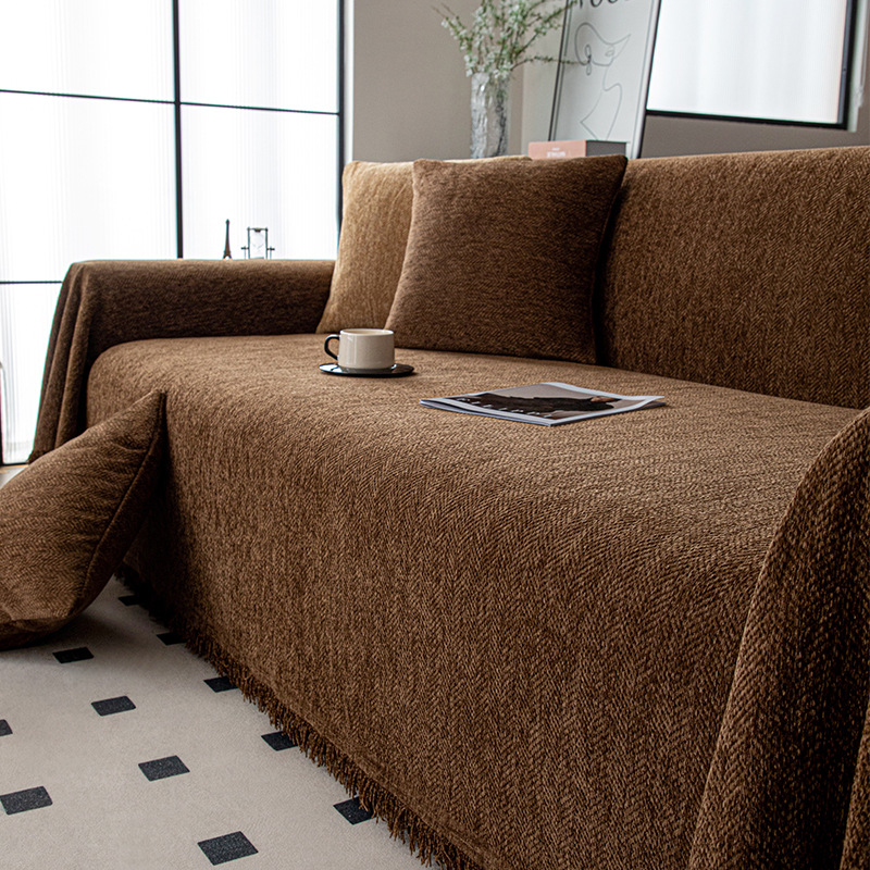 Husă de canapea Chenille, model uni, pentru canapea sectional, stil minimalist, brand Nantong Nitros