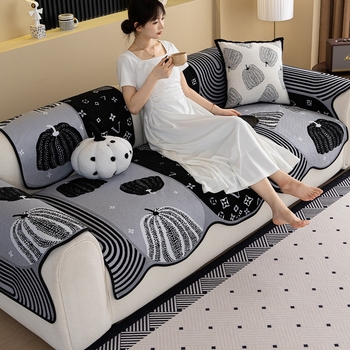 Pernă pentru canapea, potrivire universală, material chenille, model floral, suprafață antiderapantă, stil pernă plată