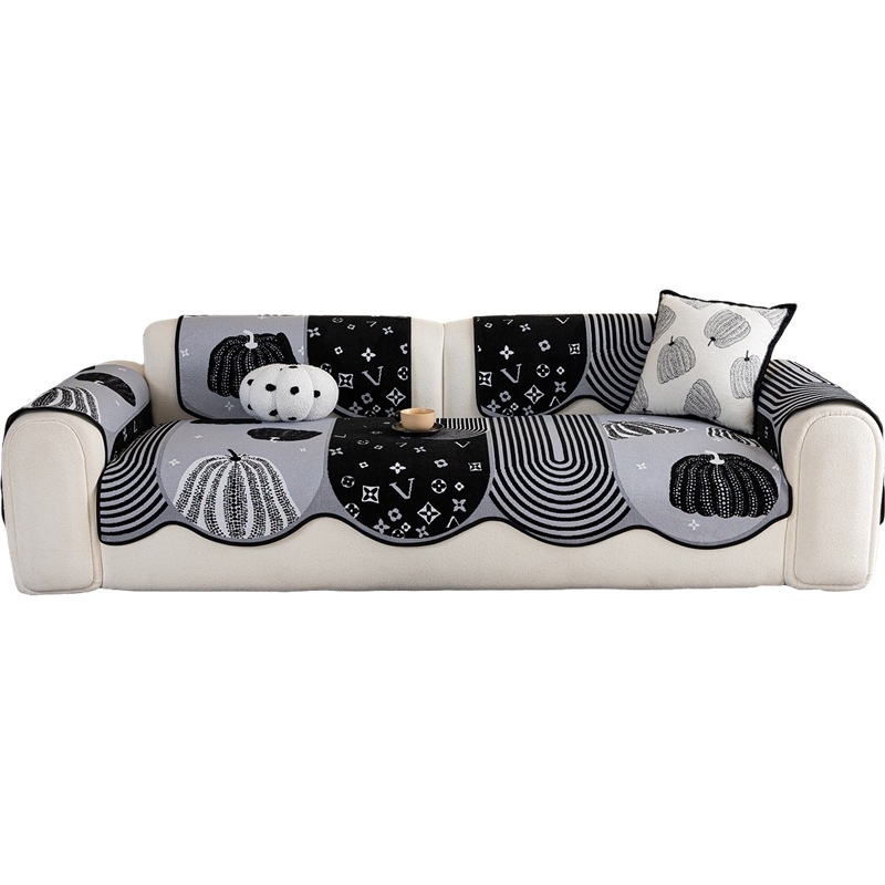 Pernă pentru canapea, potrivire universală, material chenille, model floral, suprafață antiderapantă, stil pernă plată