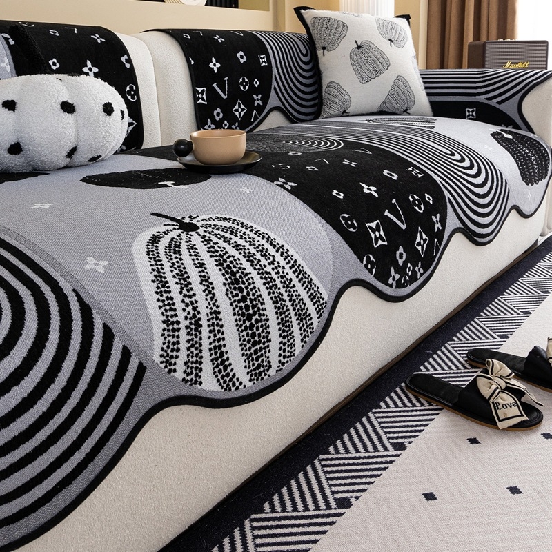 Pernă pentru canapea, potrivire universală, material chenille, model floral, suprafață antiderapantă, stil pernă plată