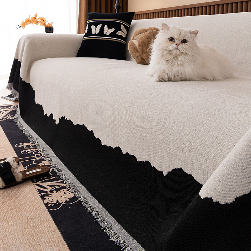 Chenille presvlaka za kutnu sofu — zaštitni pokrov od prašine, doily stil