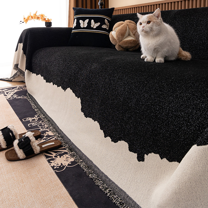 Chenille presvlaka za kutnu sofu — zaštitni pokrov od prašine, doily stil