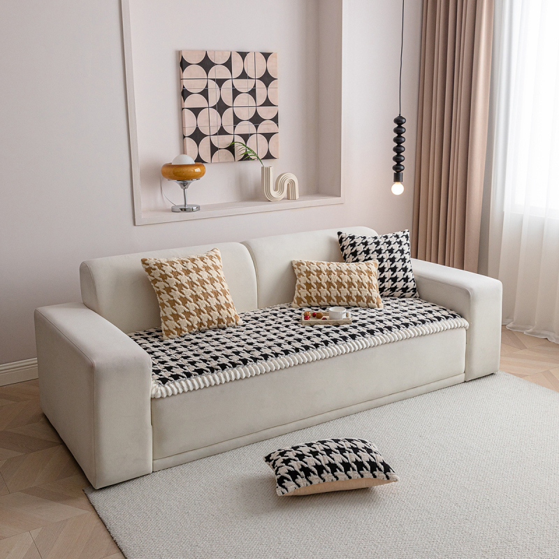 Négyzetmintás poliészter kanapé párnahuzat — testreszabható, modern minimalista stílus, kombinált kanapékhoz