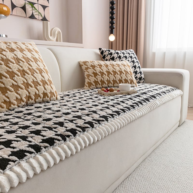 Négyzetmintás poliészter kanapé párnahuzat — testreszabható, modern minimalista stílus, kombinált kanapékhoz