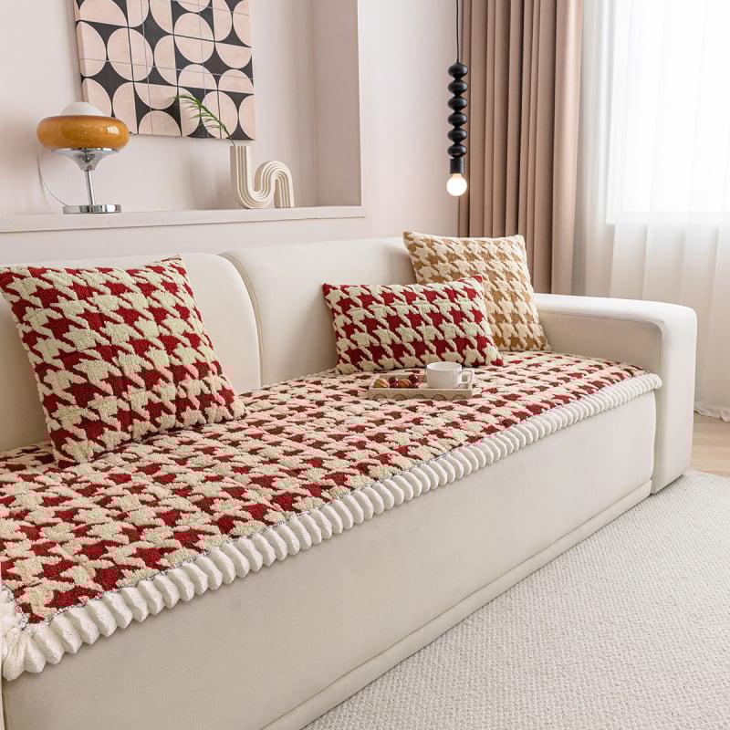 Négyzetmintás poliészter kanapé párnahuzat — testreszabható, modern minimalista stílus, kombinált kanapékhoz