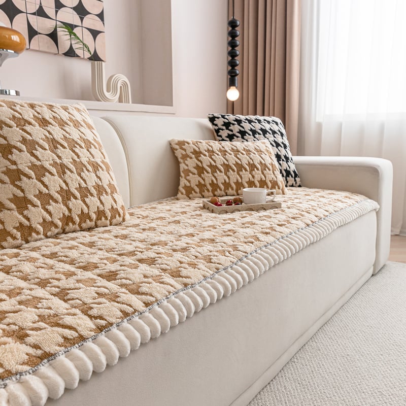 Négyzetmintás poliészter kanapé párnahuzat — testreszabható, modern minimalista stílus, kombinált kanapékhoz