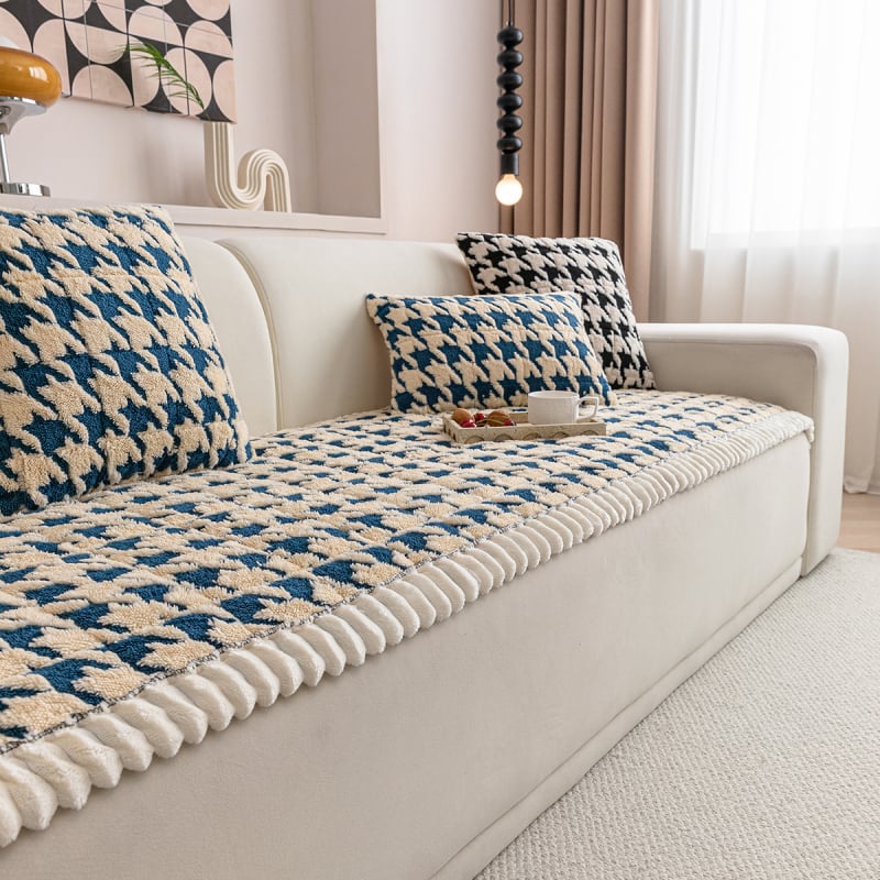 Négyzetmintás poliészter kanapé párnahuzat — testreszabható, modern minimalista stílus, kombinált kanapékhoz