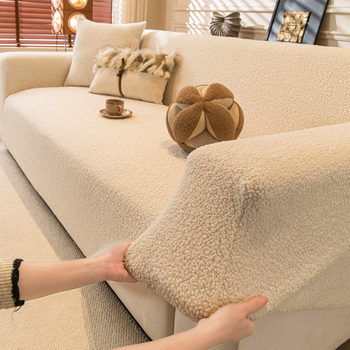 Husa de canapea din pluș, universală, acoperire completă, îngroșată pentru iarnă, protecție împotriva zgârieturilor pisicilor