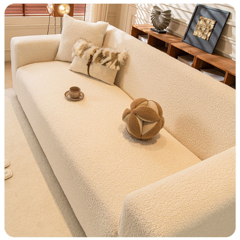 Husa de canapea din pluș, universală, acoperire completă, îngroșată pentru iarnă, protecție împotriva zgârieturilor pisicilor