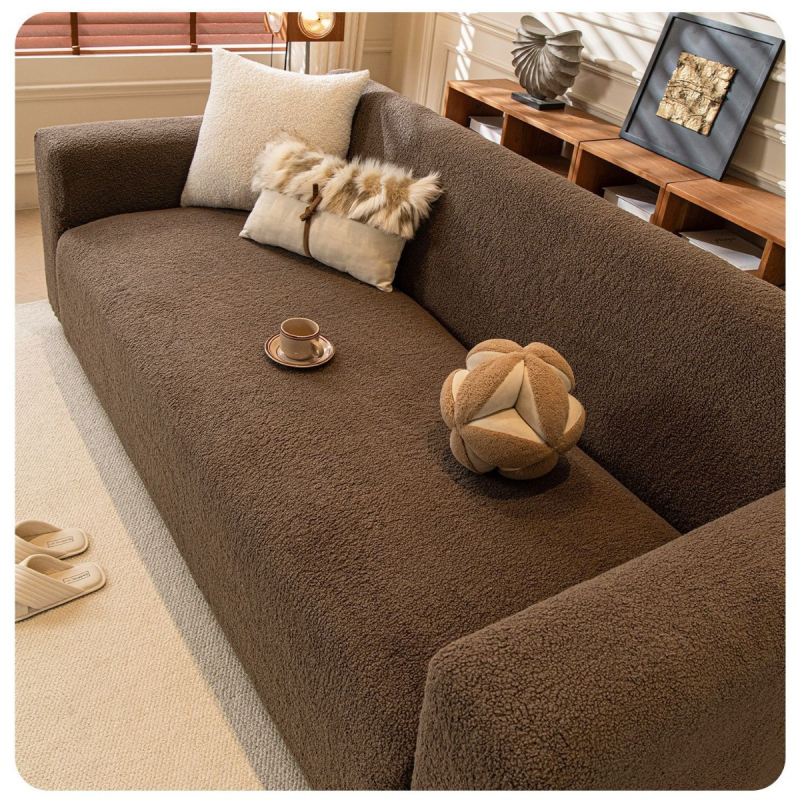 Husa de canapea din pluș, universală, acoperire completă, îngroșată pentru iarnă, protecție împotriva zgârieturilor pisicilor