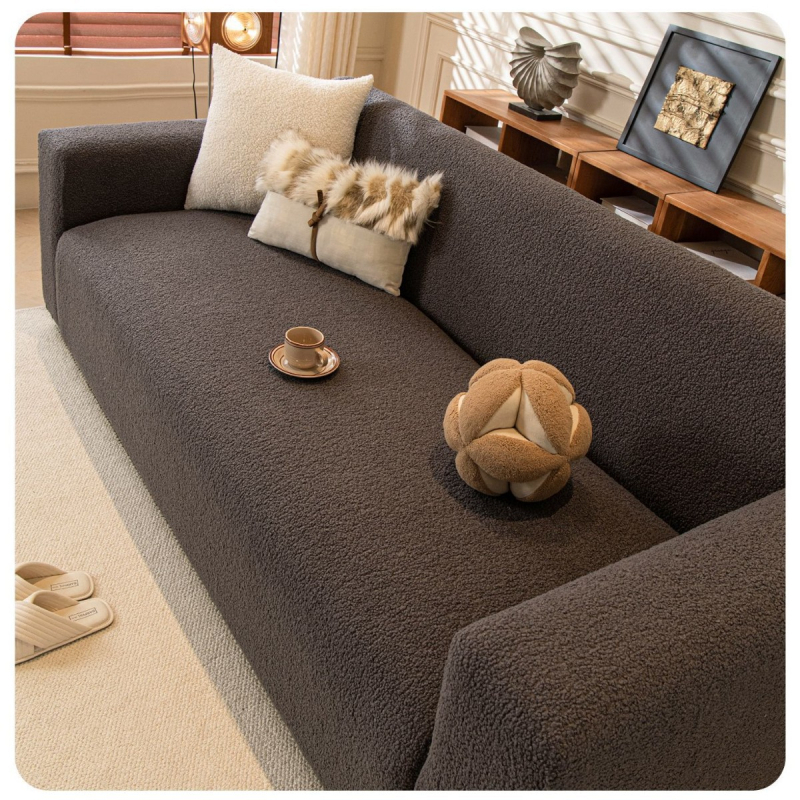 Husa de canapea din pluș, universală, acoperire completă, îngroșată pentru iarnă, protecție împotriva zgârieturilor pisicilor