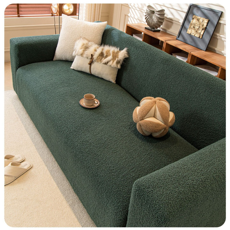 Husa de canapea din pluș, universală, acoperire completă, îngroșată pentru iarnă, protecție împotriva zgârieturilor pisicilor