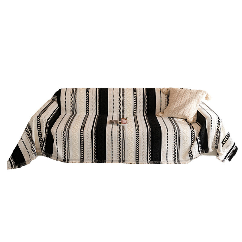 Husă pentru canapea din Chenille pentru canapele modulare, model cu dungi, toate sezoanele, anti-alunecare