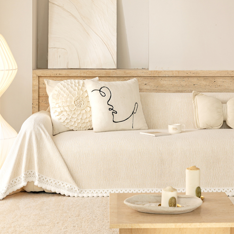 Șal pentru canapea din chenille | utilizare universală | stil minimalist | design din țesătură