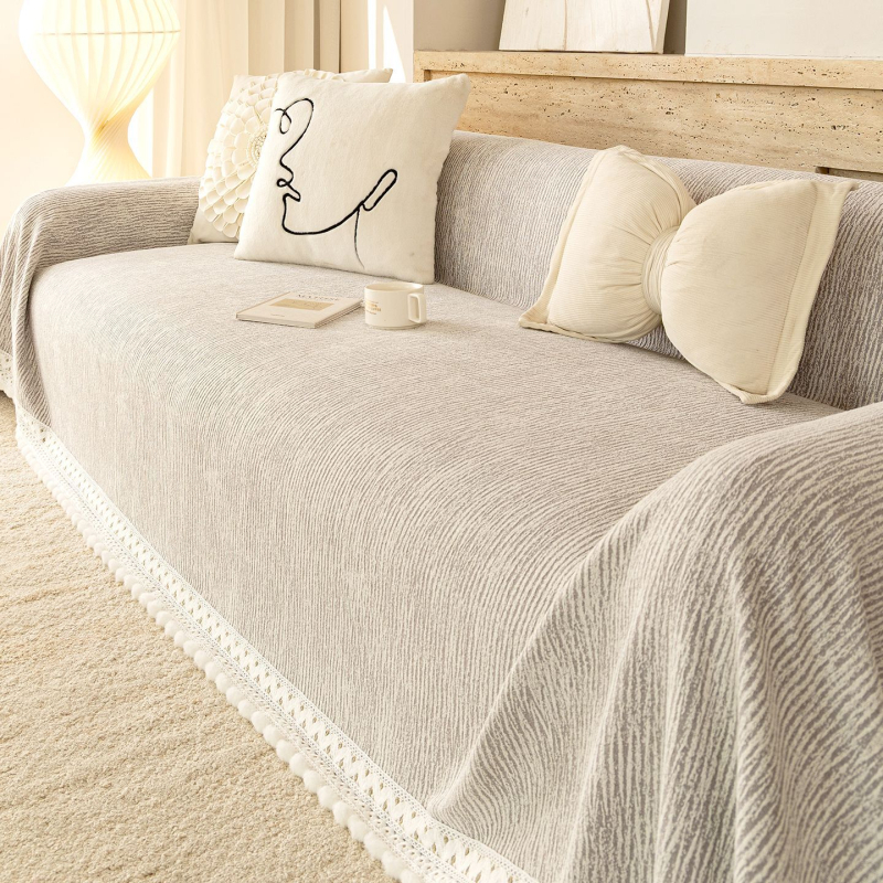 Șal pentru canapea din chenille | utilizare universală | stil minimalist | design din țesătură