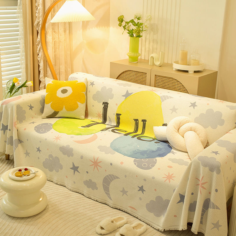 Husă de canapea cu model de animale drăguțe, din poliester-bumbac, pentru canapele modulare, stil INS