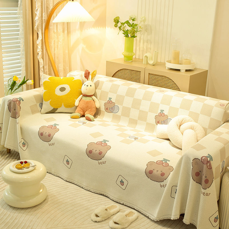 Husă de canapea cu model de animale drăguțe, din poliester-bumbac, pentru canapele modulare, stil INS