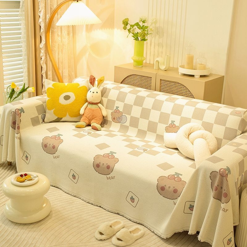 Husă de canapea cu model de animale drăguțe, din poliester-bumbac, pentru canapele modulare, stil INS