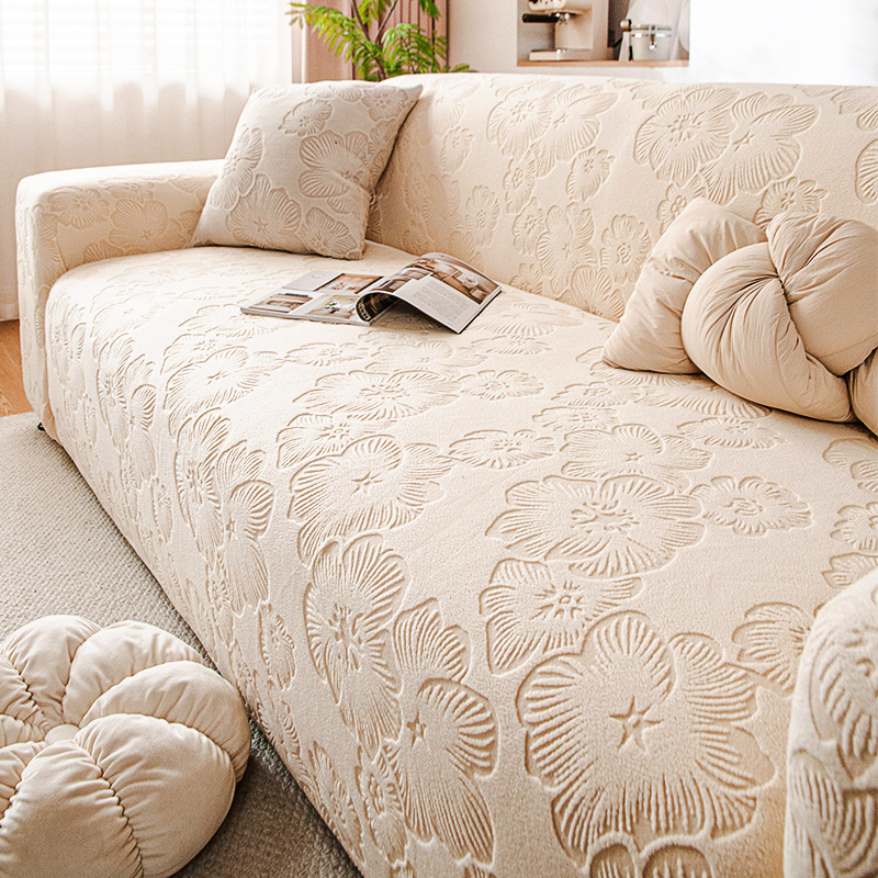 Husă de canapea din lână – model floral, pentru canapelele modulare, protecție împotriva zgârieturilor pisicilor, acoperire de 360°