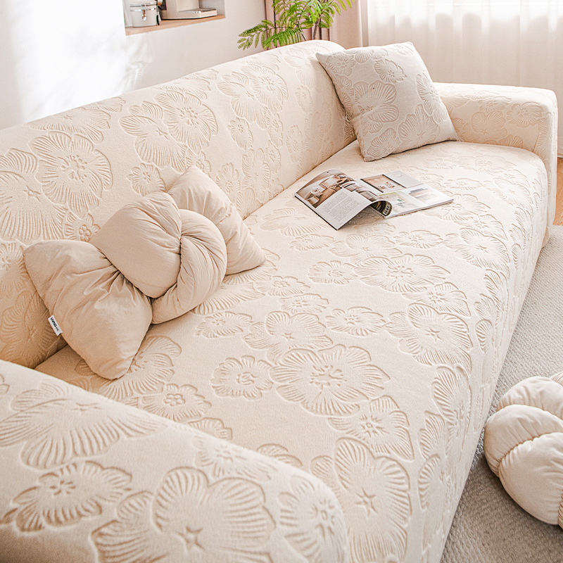 Husă de canapea din lână – model floral, pentru canapelele modulare, protecție împotriva zgârieturilor pisicilor, acoperire de 360°