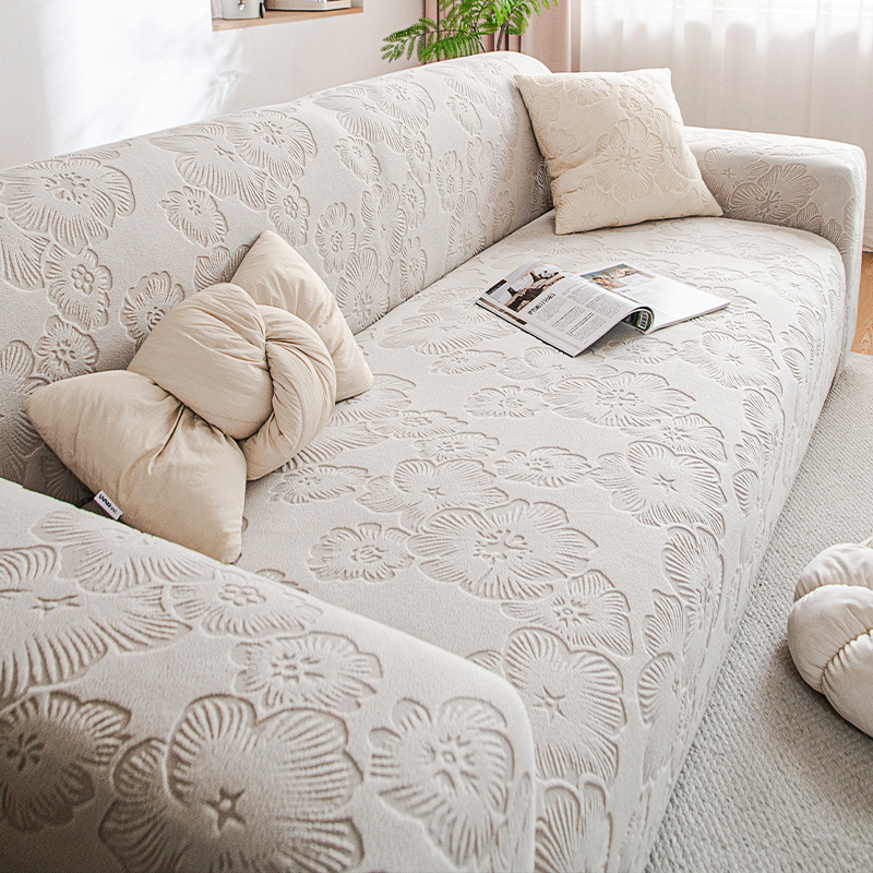 Husă de canapea din lână – model floral, pentru canapelele modulare, protecție împotriva zgârieturilor pisicilor, acoperire de 360°