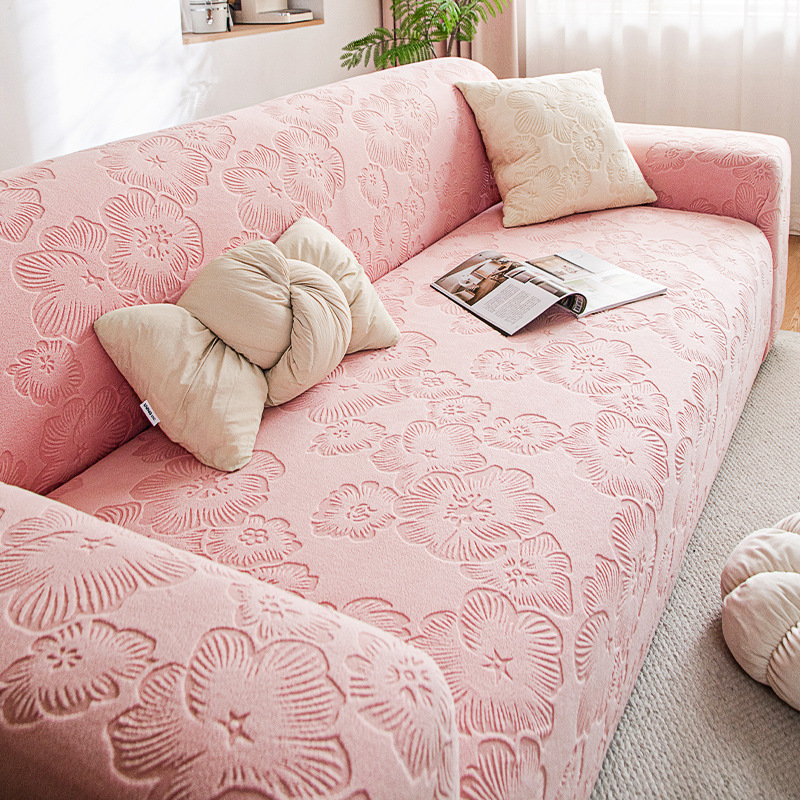 Husă de canapea din lână – model floral, pentru canapelele modulare, protecție împotriva zgârieturilor pisicilor, acoperire de 360°