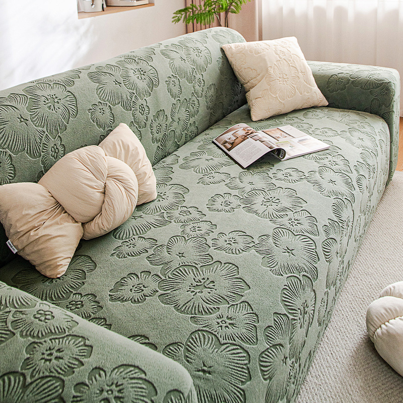 Husă de canapea din lână – model floral, pentru canapelele modulare, protecție împotriva zgârieturilor pisicilor, acoperire de 360°