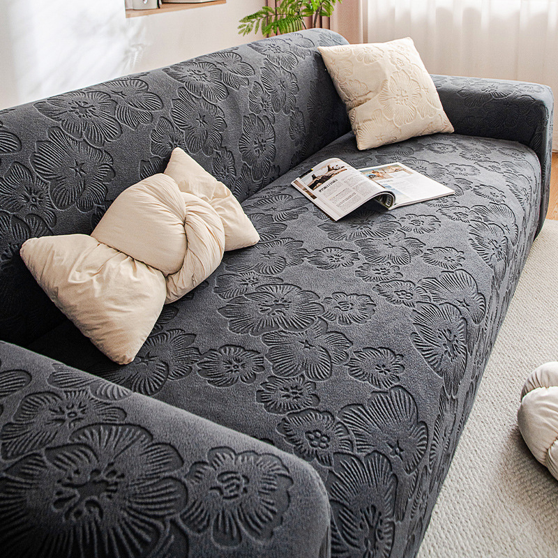 Husă de canapea din lână – model floral, pentru canapelele modulare, protecție împotriva zgârieturilor pisicilor, acoperire de 360°