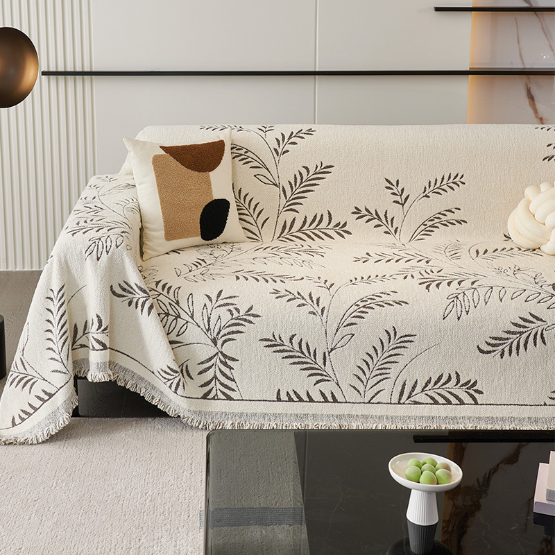 Coperta de canapea Nordic din chenille, universală pentru toate anotimpurile, model floral, pentru canapea modulară, personalizabilă