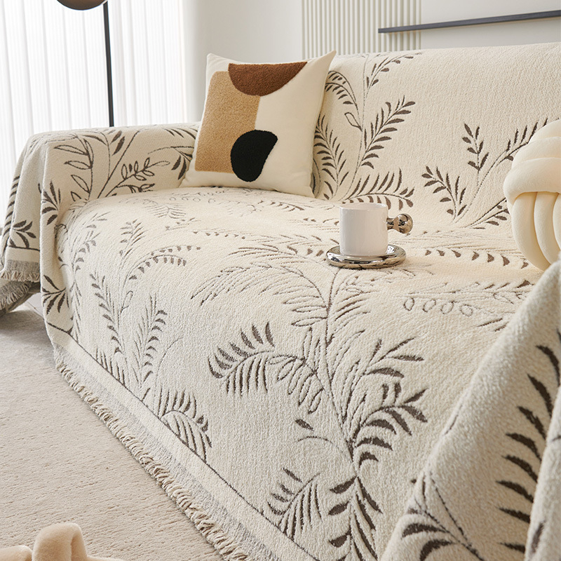 Coperta de canapea Nordic din chenille, universală pentru toate anotimpurile, model floral, pentru canapea modulară, personalizabilă