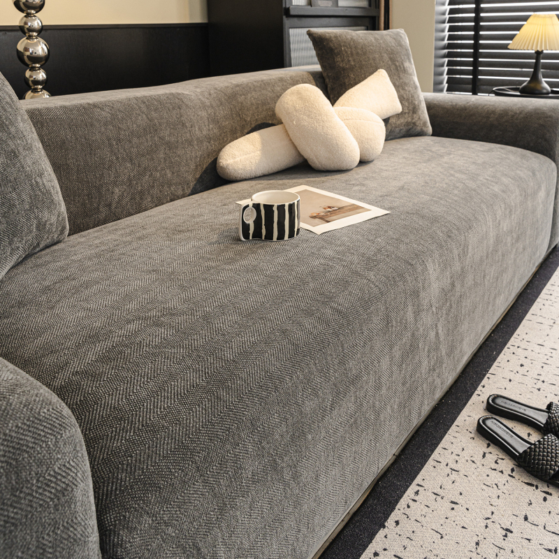 Husă canapea (chenille; potrivire universală; stil minimalist; model solid)