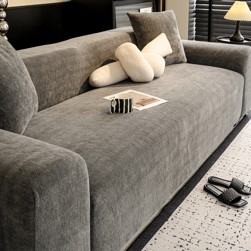 Husă canapea (chenille; potrivire universală; stil minimalist; model solid)