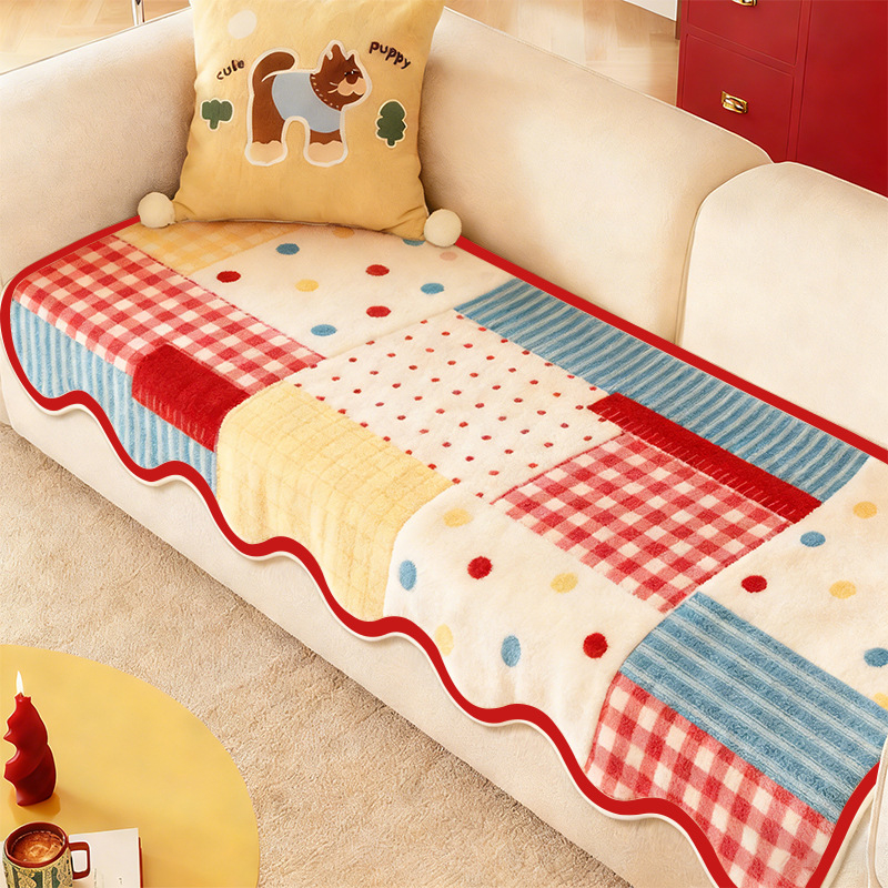 Pad de canapea cu model desene animate, antiderapant, din lână acrilică, potrivit pentru canapea modulară