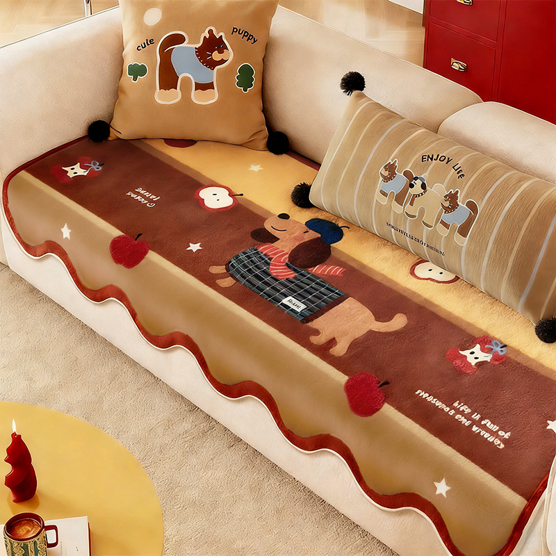 Pad de canapea cu model desene animate, antiderapant, din lână acrilică, potrivit pentru canapea modulară