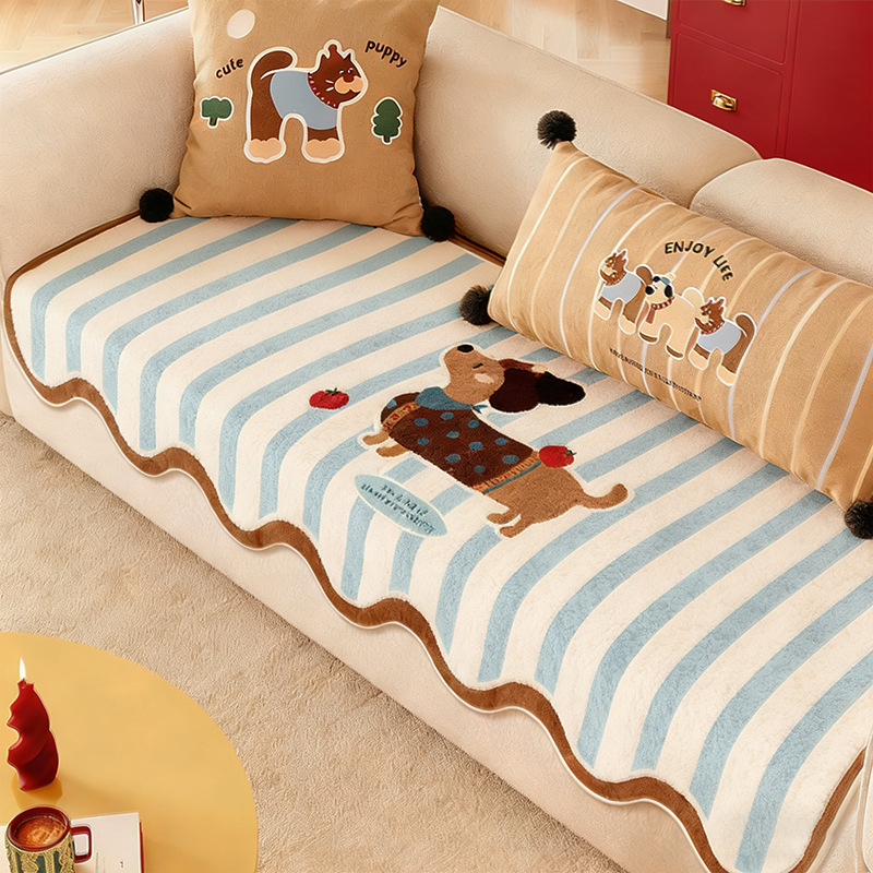 Pad de canapea cu model desene animate, antiderapant, din lână acrilică, potrivit pentru canapea modulară