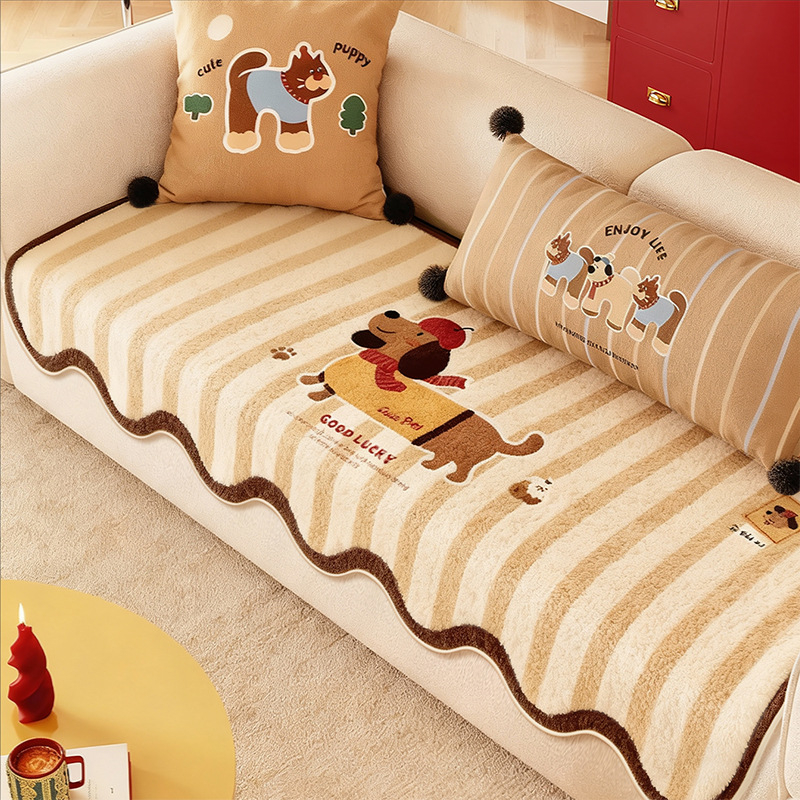 Pad de canapea cu model desene animate, antiderapant, din lână acrilică, potrivit pentru canapea modulară