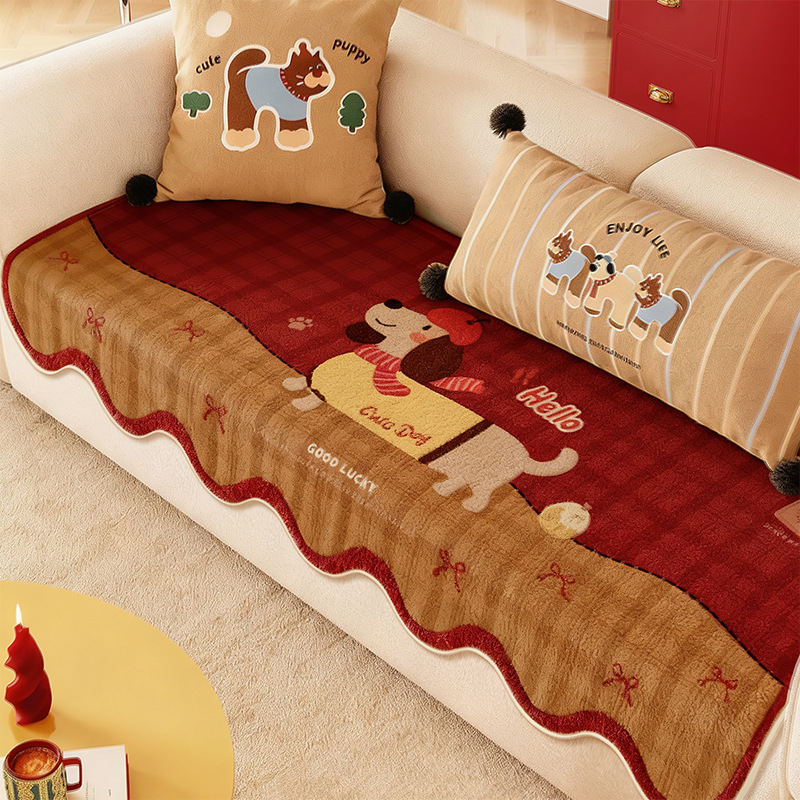 Pad de canapea cu model desene animate, antiderapant, din lână acrilică, potrivit pentru canapea modulară