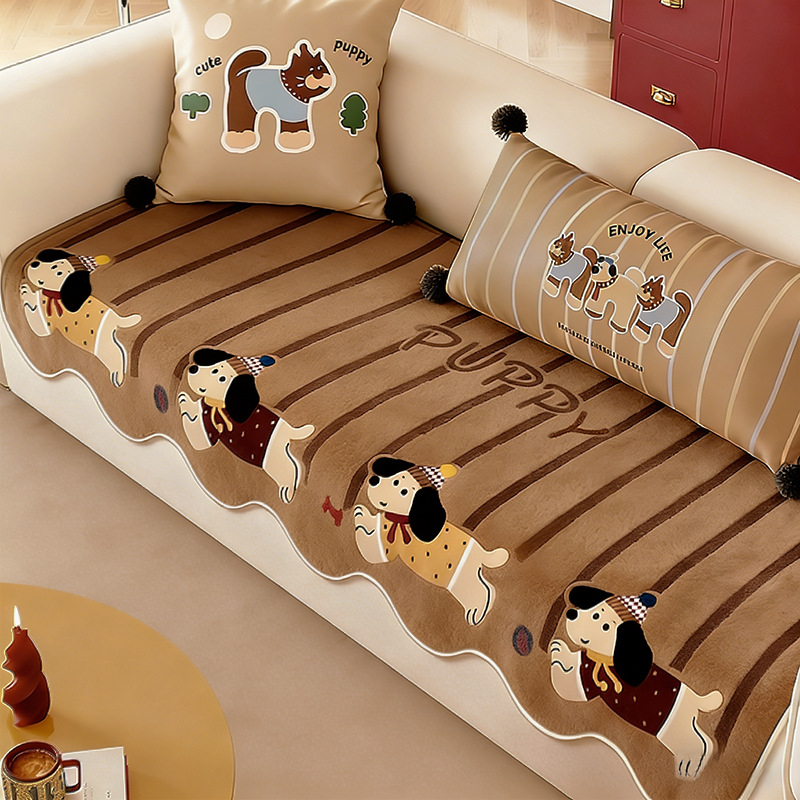 Pad de canapea cu model desene animate, antiderapant, din lână acrilică, potrivit pentru canapea modulară