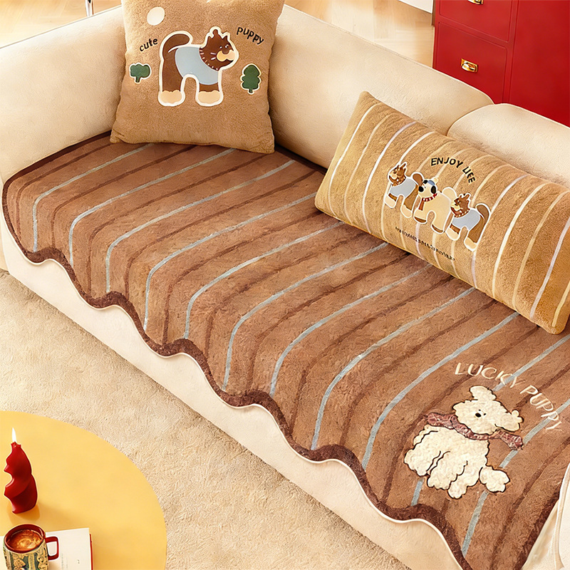 Pad de canapea cu model desene animate, antiderapant, din lână acrilică, potrivit pentru canapea modulară