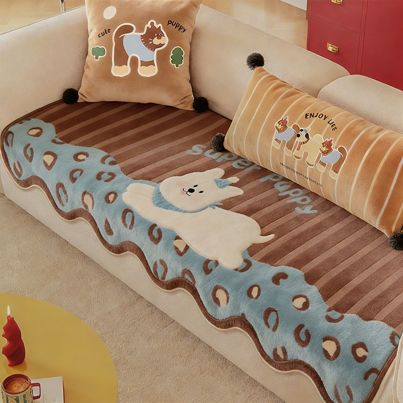 Pad de canapea cu model desene animate, antiderapant, din lână acrilică, potrivit pentru canapea modulară