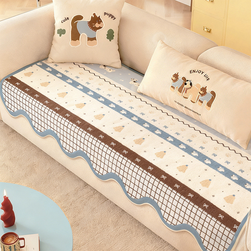 Pad de canapea cu model desene animate, antiderapant, din lână acrilică, potrivit pentru canapea modulară